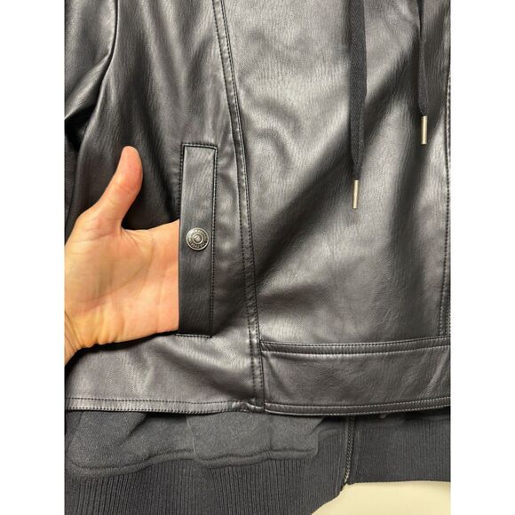 FREE PEOPLE We The Free Hooded Vegan Leather Motocycle Jacket, Sz XS - Picture 6 of 14